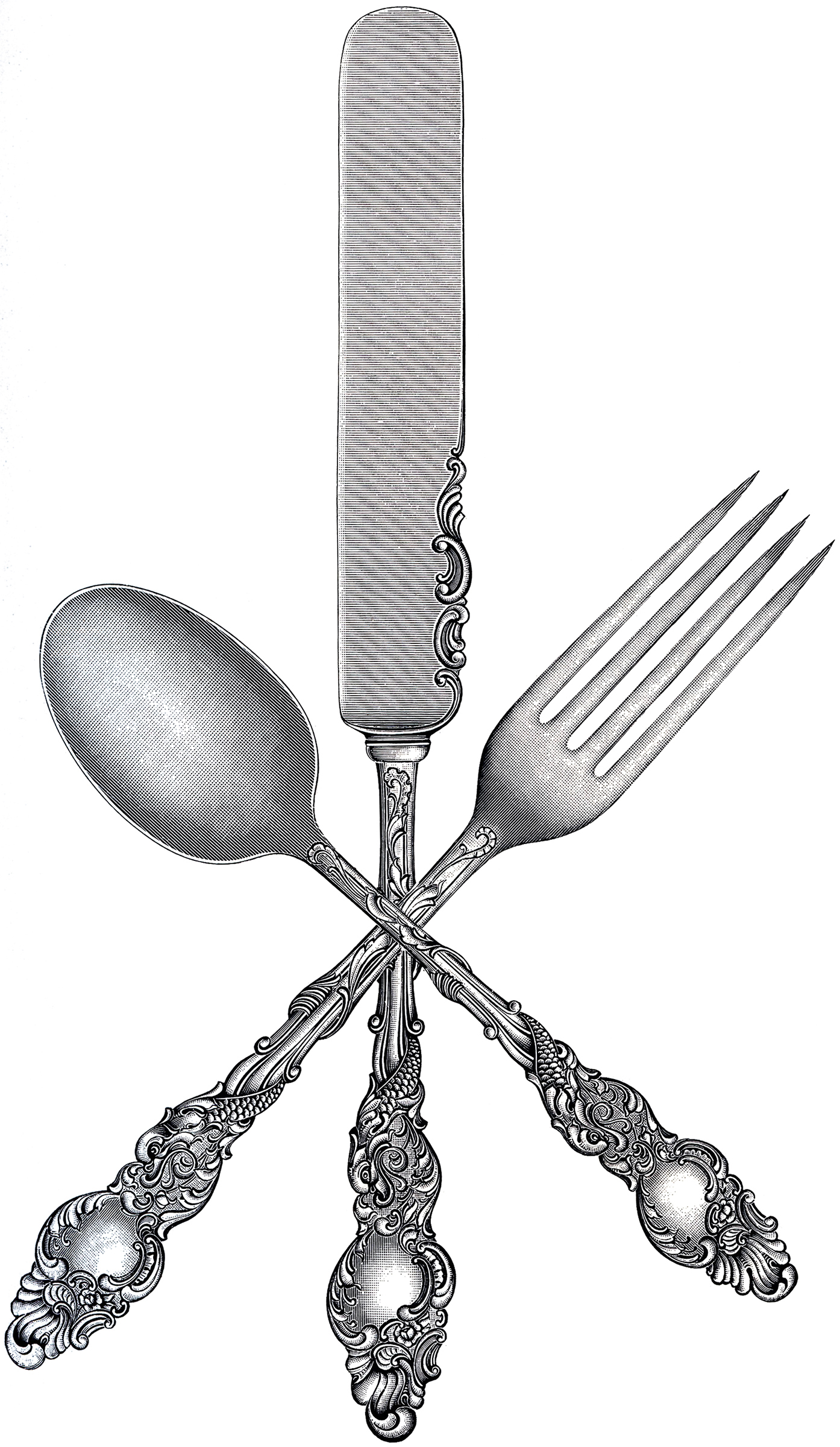 Free Fork Spoon Knife Clip Art - The Graphics Fairy