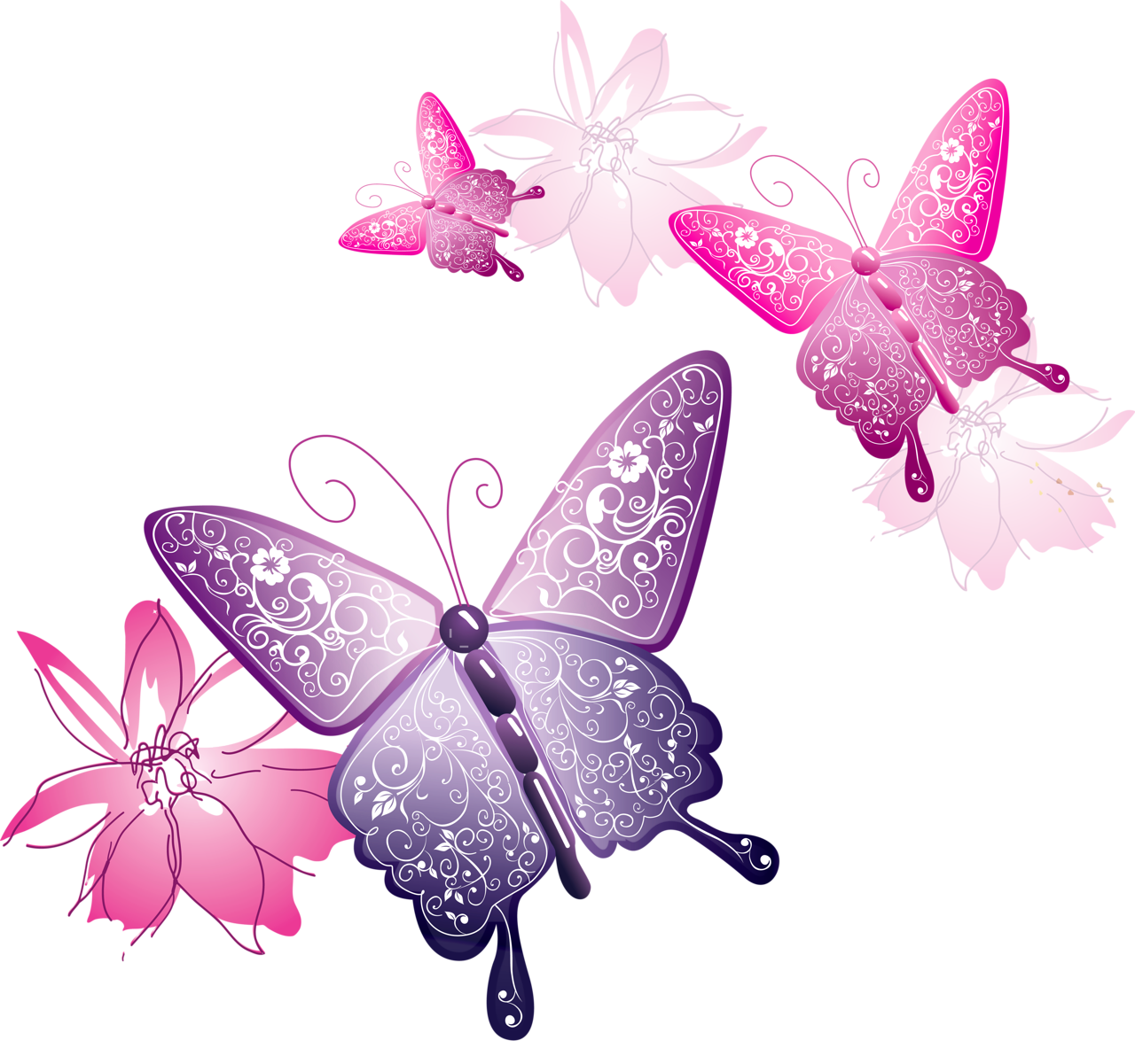 Transparent Butterfly Decorative Clipart