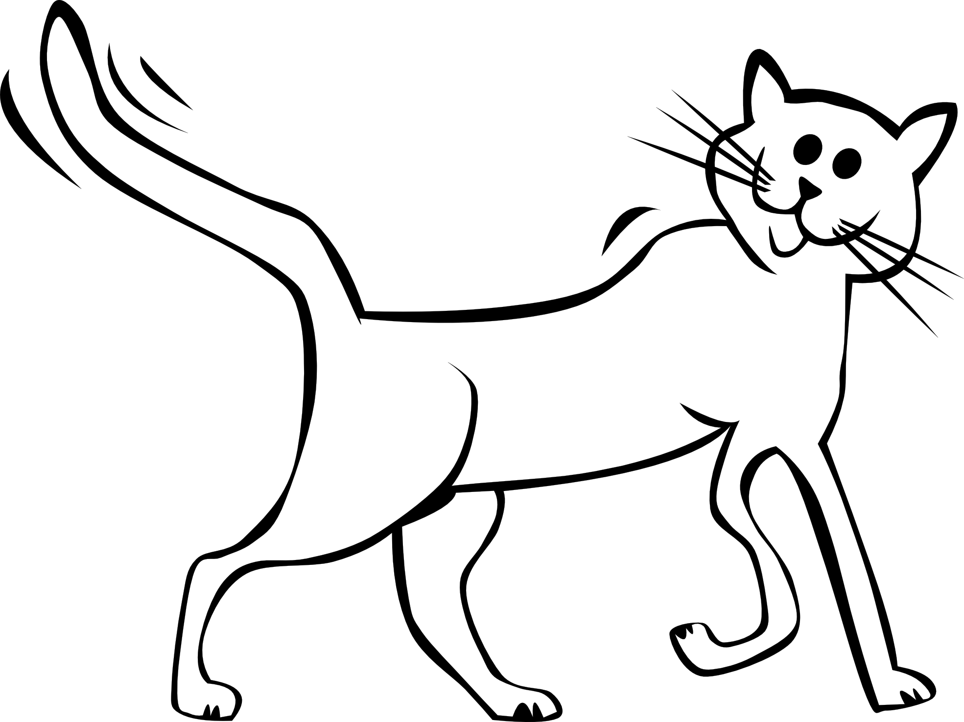 Cartoon Cat Black And White - Clipart library