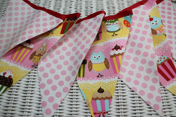 Free USA Shipping/Cupcake and Owl Fabric by SewHappyBoutique