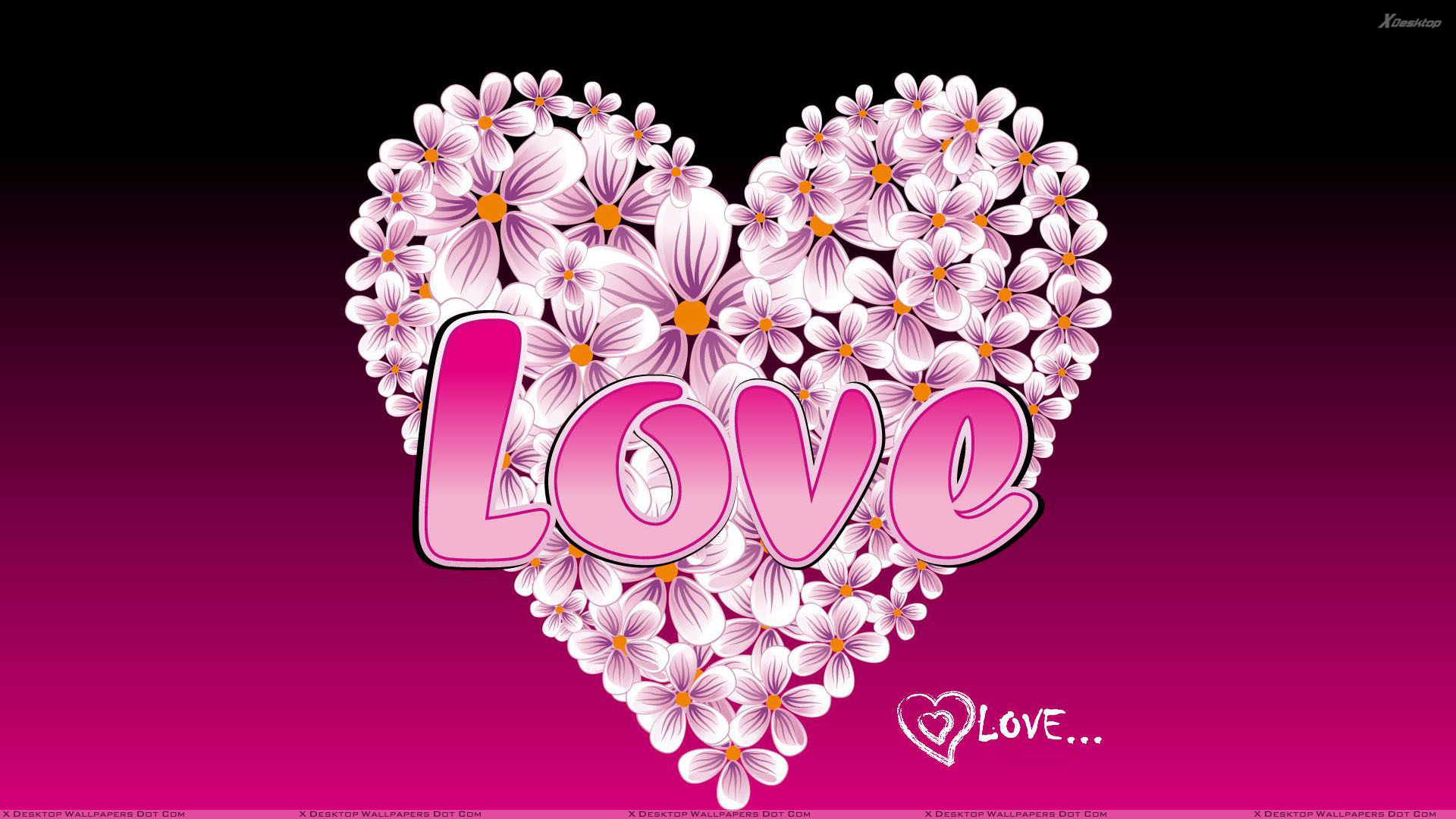 Love Pink Hearts Flower Art Wallpapers