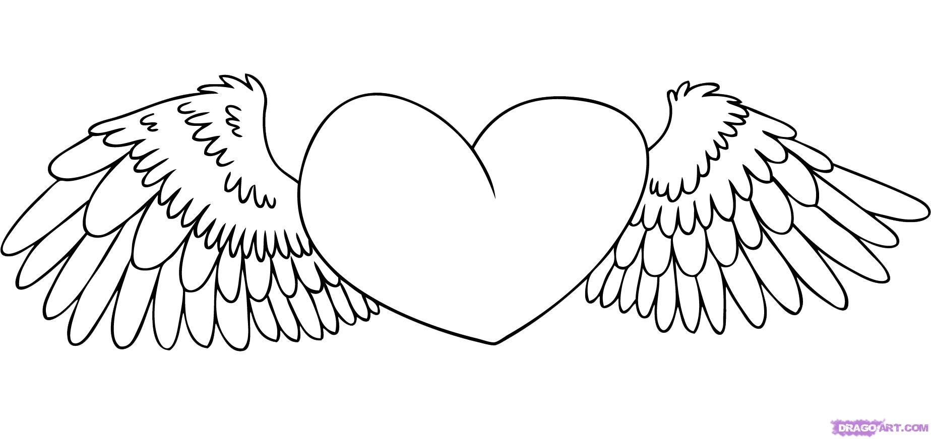 How to Draw a Heart with Wings, Step by Step, Tattoos, Pop Culture 