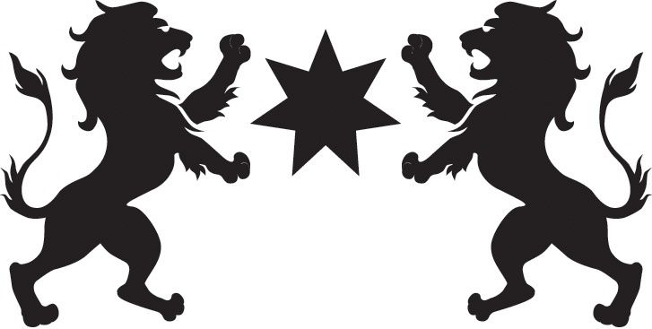 STAR,7-POINT BETWEEN 2 LIONS,RAMPANT,SILHOUETTE logo by Colonial 