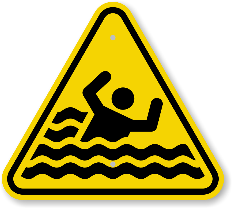 ISO Beware Of Drowning Warning Sign Symbol - Ships Free, SKU: IS 