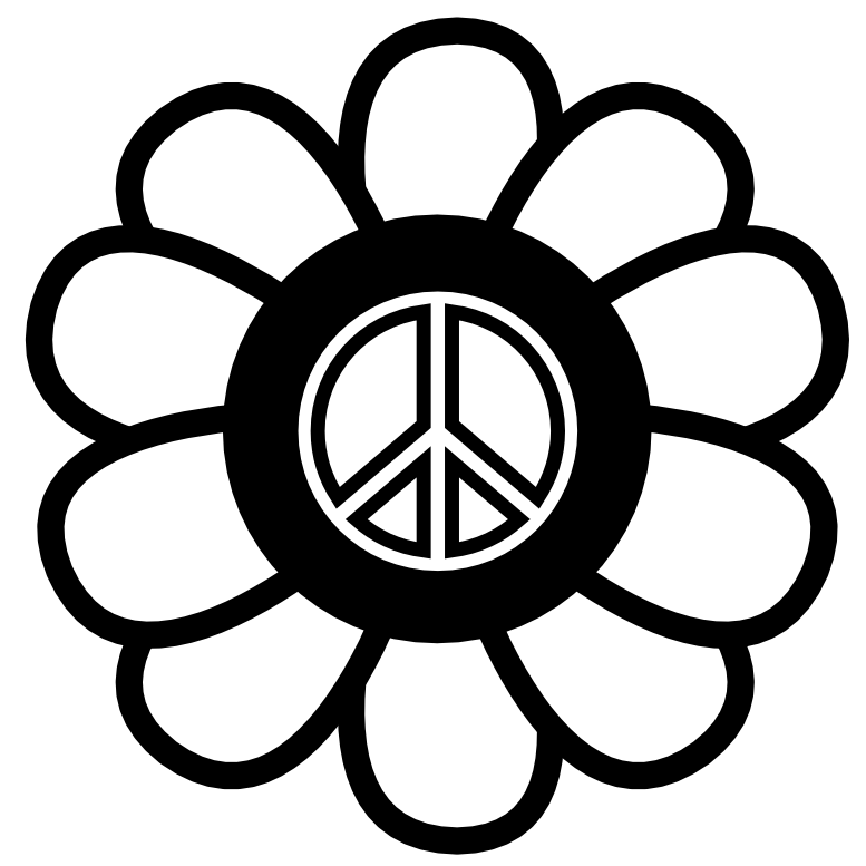 Peace Symbol Peace Sign Flower 124 Black White Line Art Tattoo 