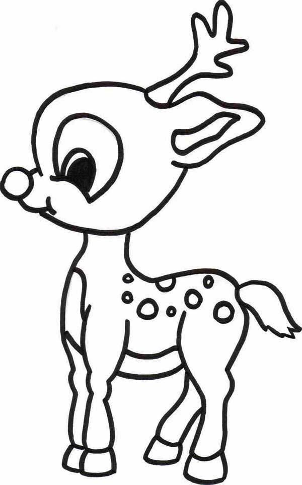 Baby Rudolph the Red Nosed Reindeer Coloring Page | Color Luna