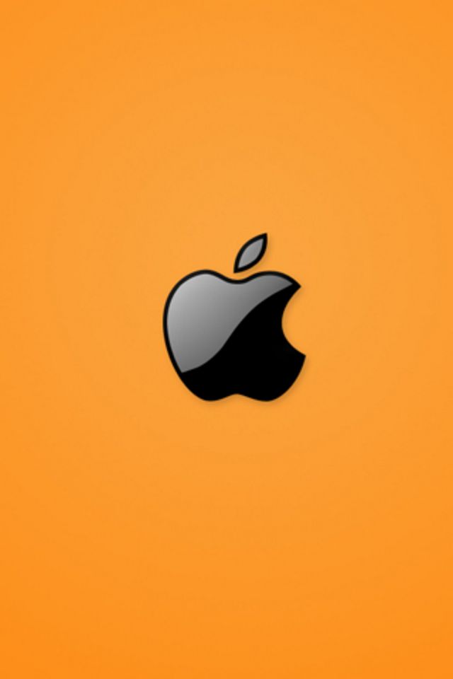 apple logo with orange background - Clip Art Library