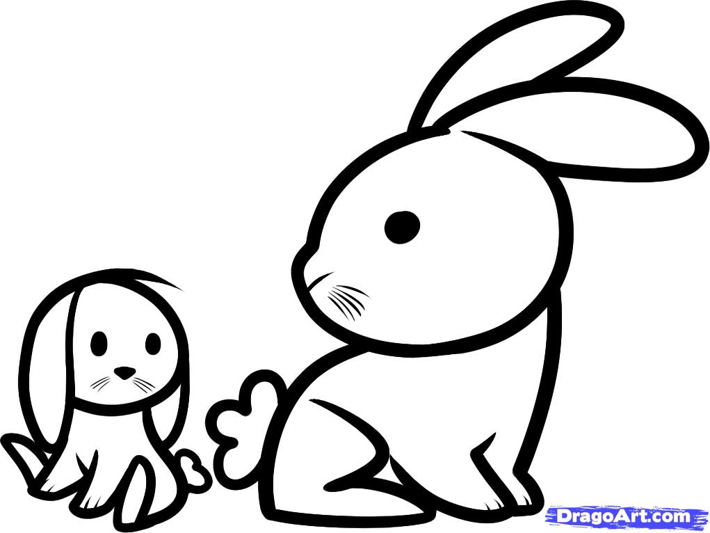 Easy Rabbit Drawing For Kids Step By Step - Koplo Png
