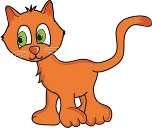 Curious Orange Cartoon Kitty Cat Smu image - vector clip art 