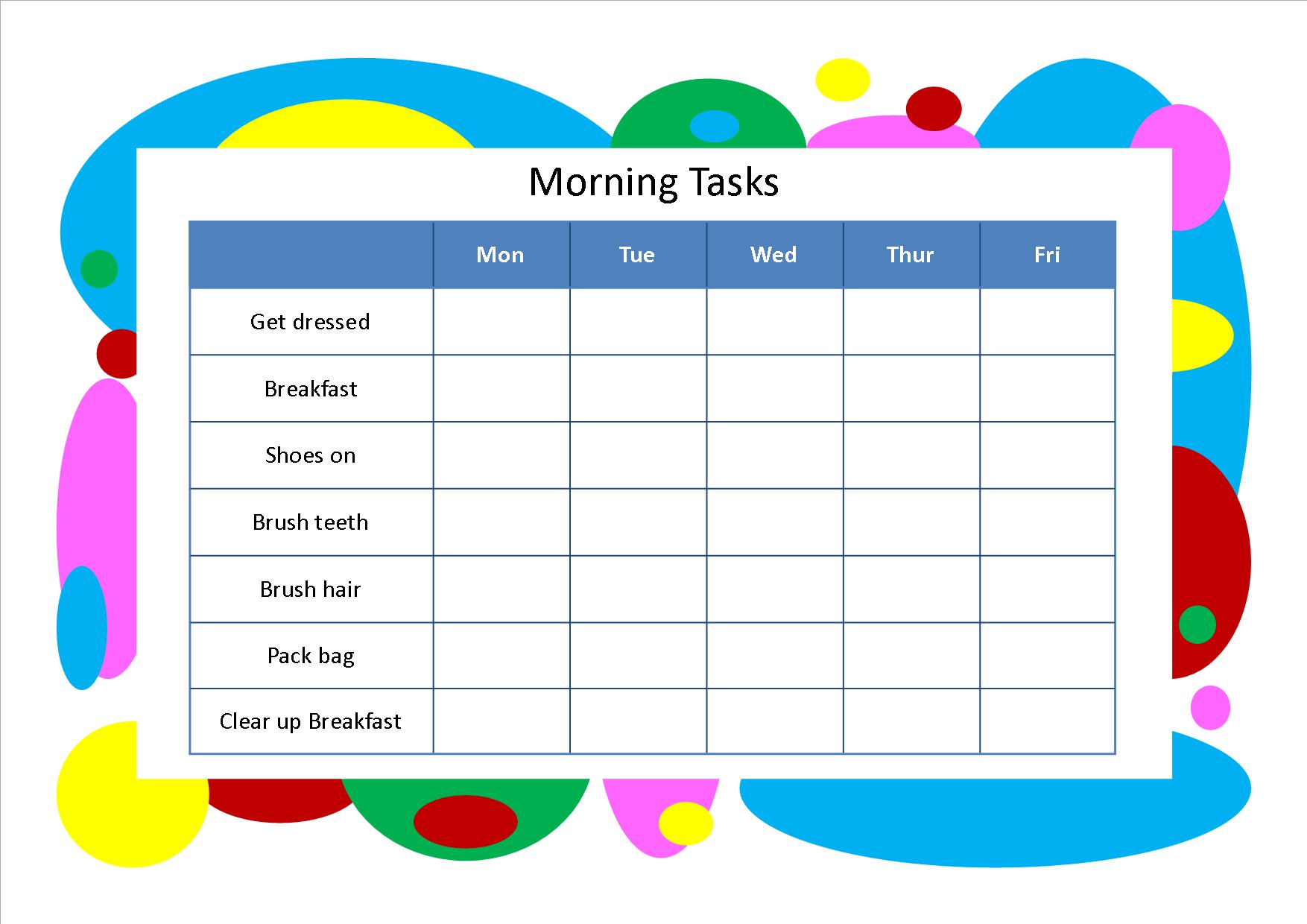 Morning Routine Checklist Template from clipart-library.com