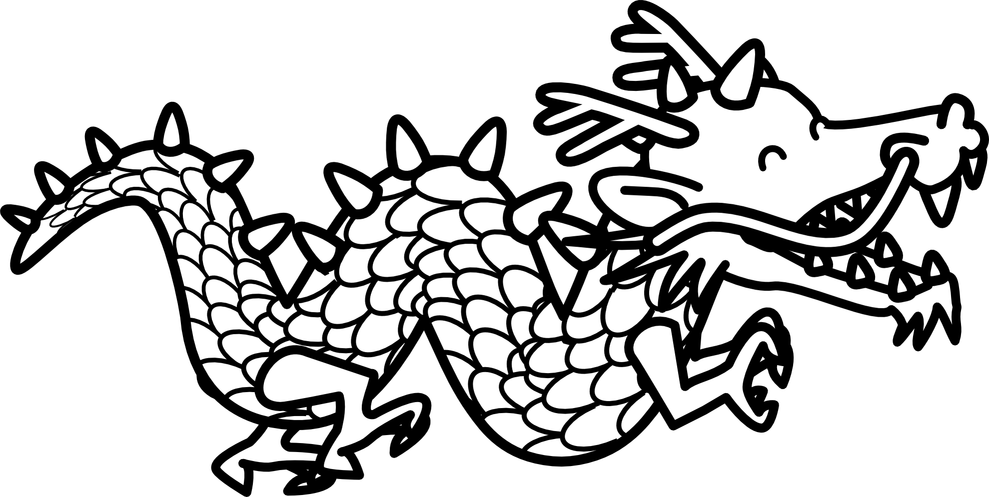 Dragon 2 Black White Line Art Coloring Book Colouring Coloring 