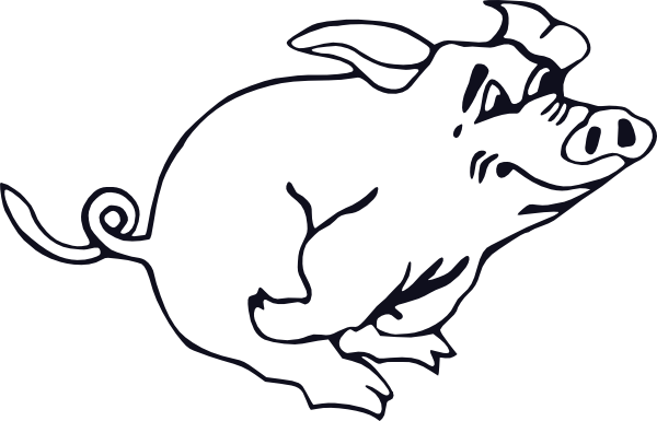 Outline Running Pig clip art Free Vector 