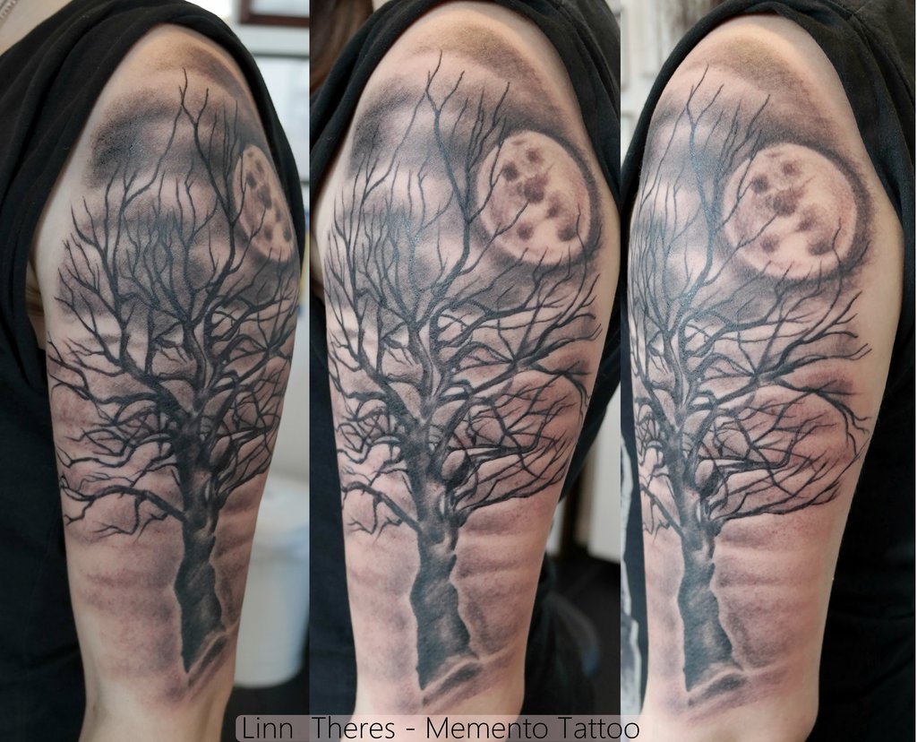 Moon and simple black tree tattoo | Clipart library › Tattoo 