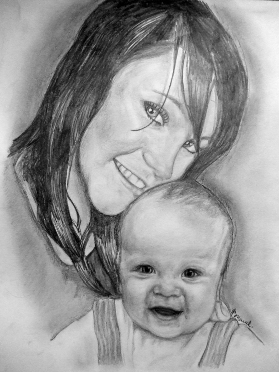 Mother And Child Sketch Drawing Easy - ezzeyn