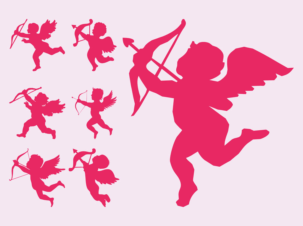 Flying Cupid Silhouettes