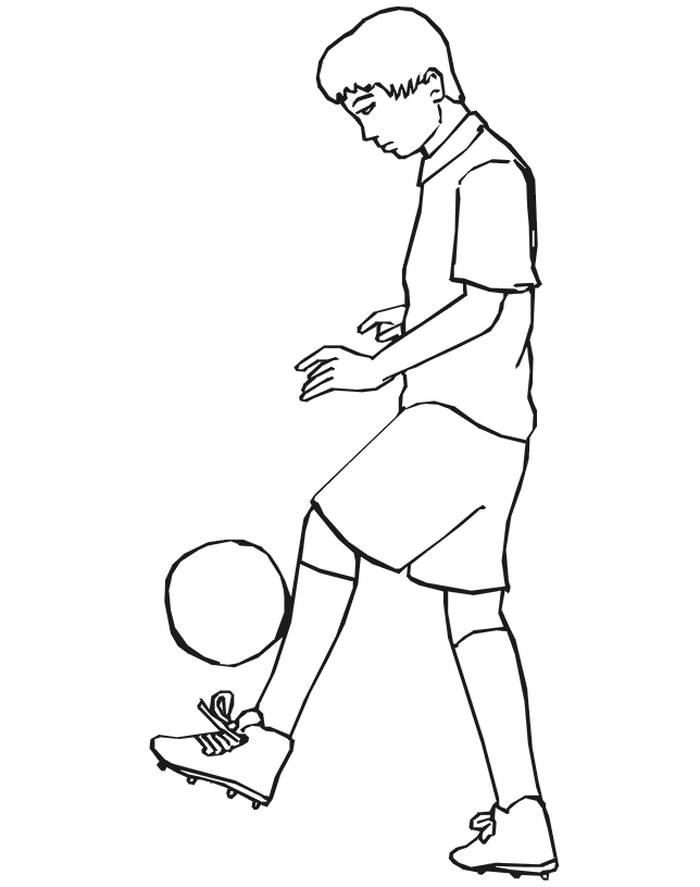 Soccer Coloring Page Lifting Ball On Foot | Mewarnai