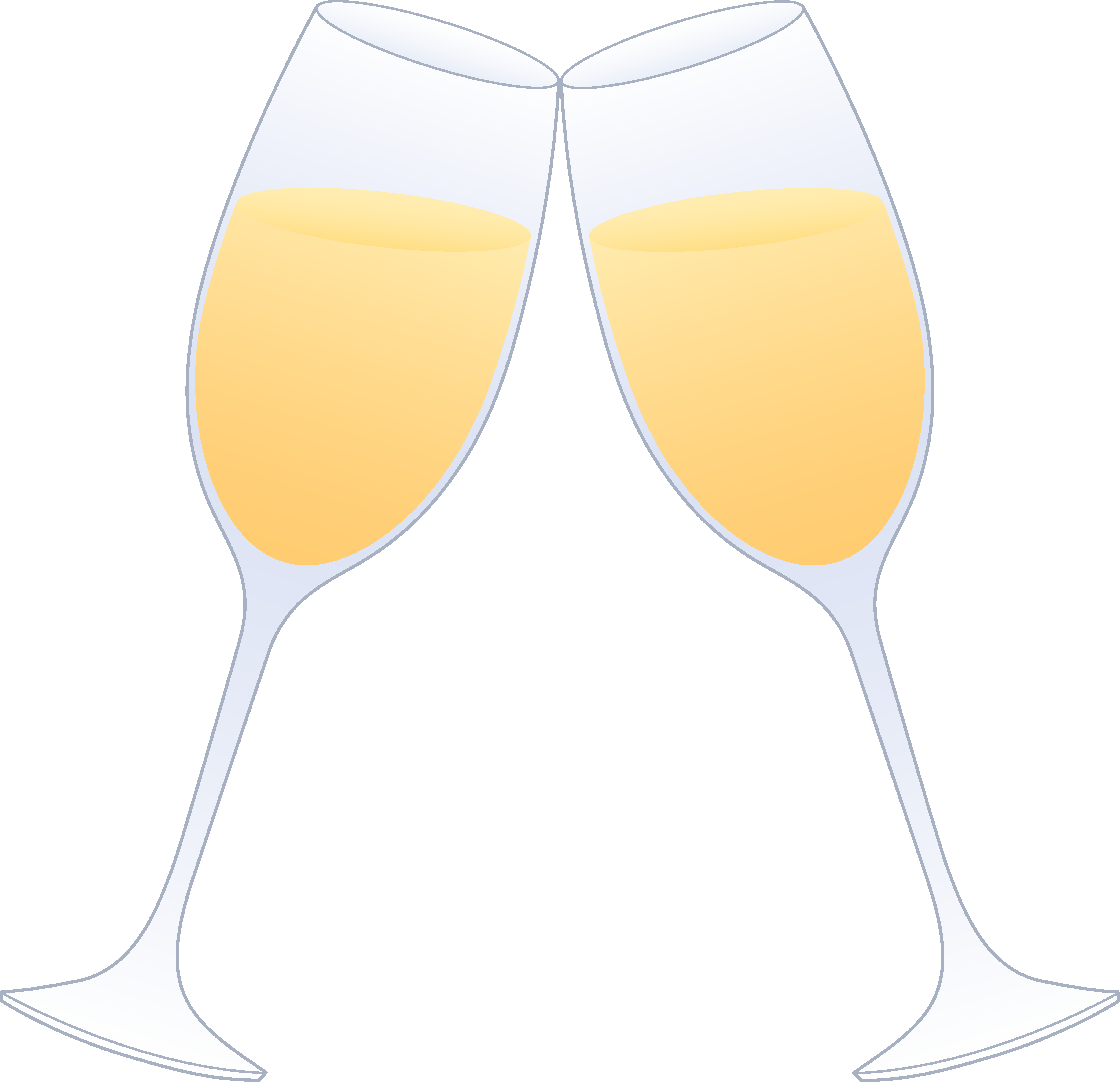 Glasses of Champagne Clinking - Free Clip Art
