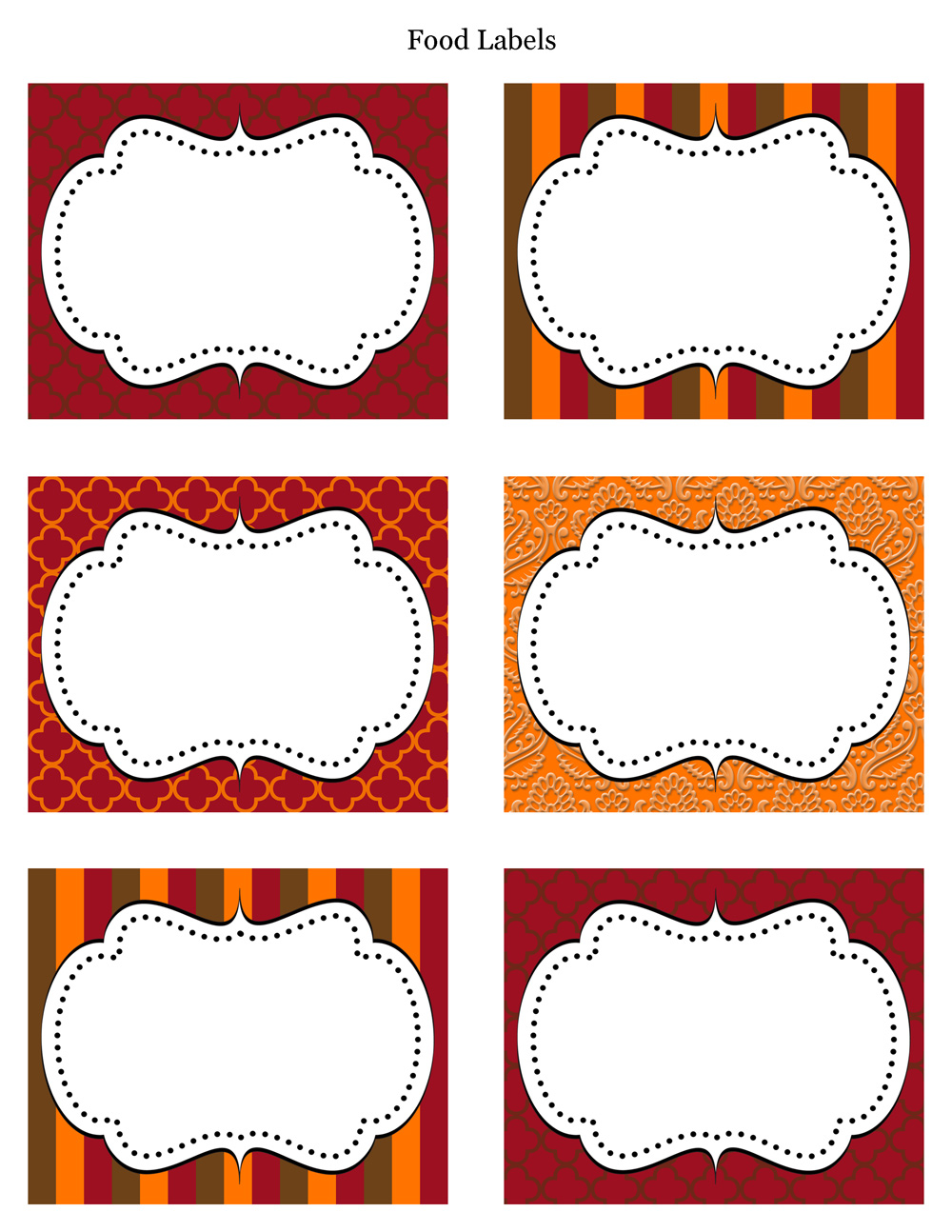 Free Thanksgiving Food Labels And Tags Printable | Coloring