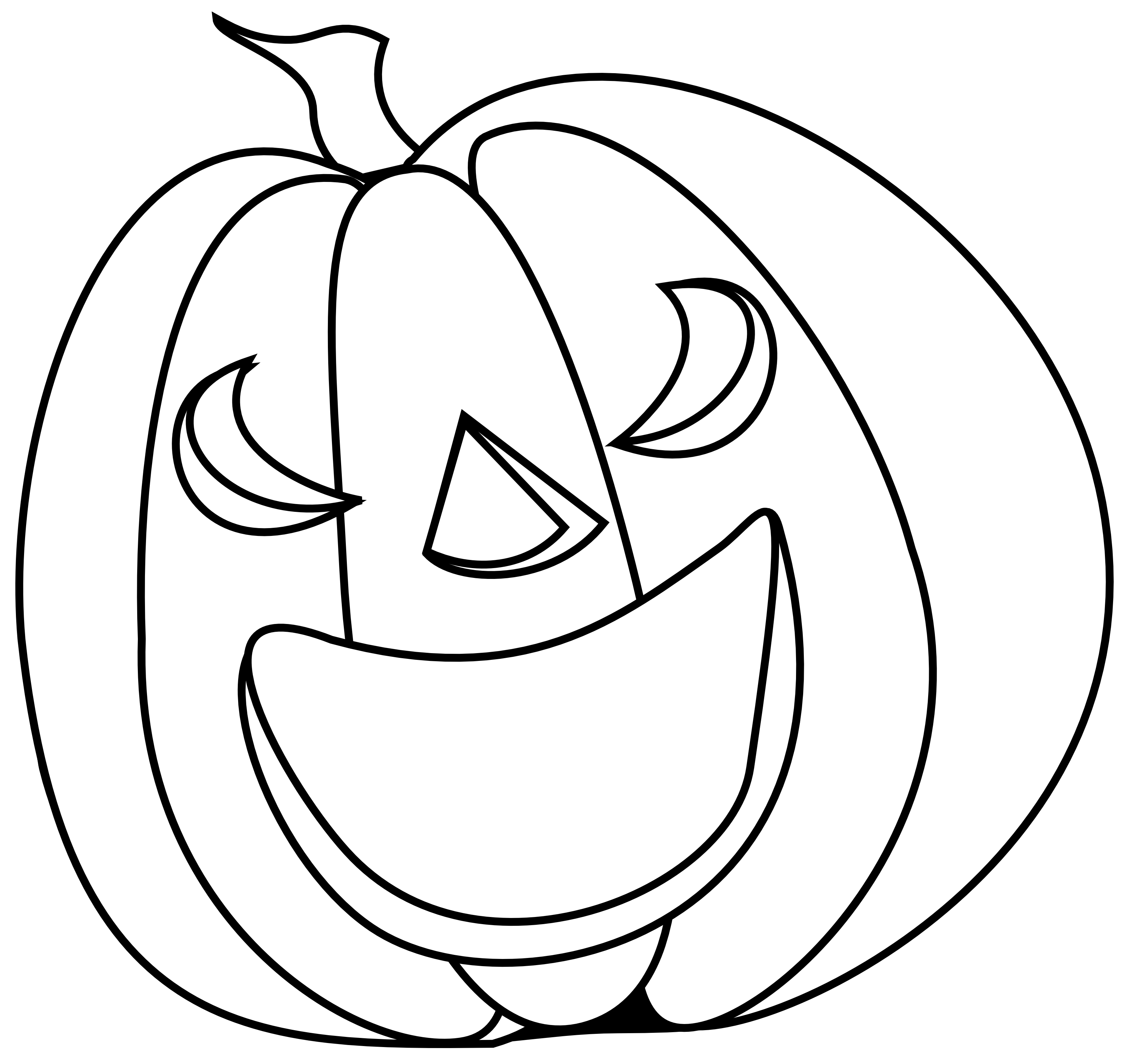 Halloween Pumpkin Smile Halloween Black White Line Art Coloring 