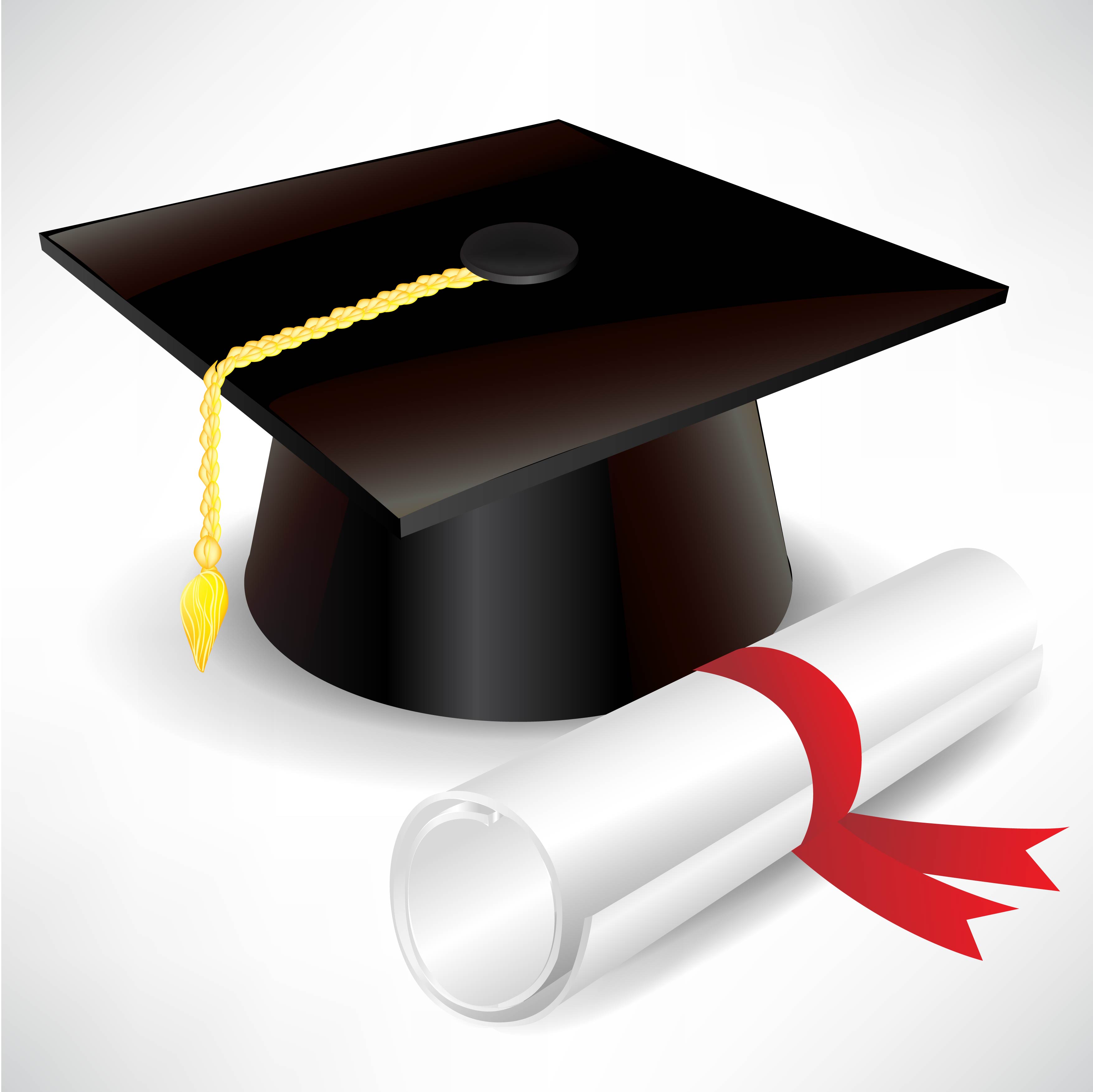 Graduation cap and diploma vector Free Vector 