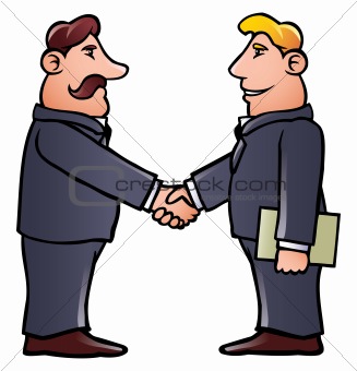 Image 3793592: Two business people shaking hands from Crestock 