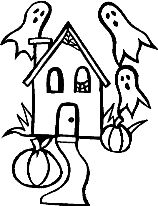 Coloring Pages of Halloween Haunted House | Coloring