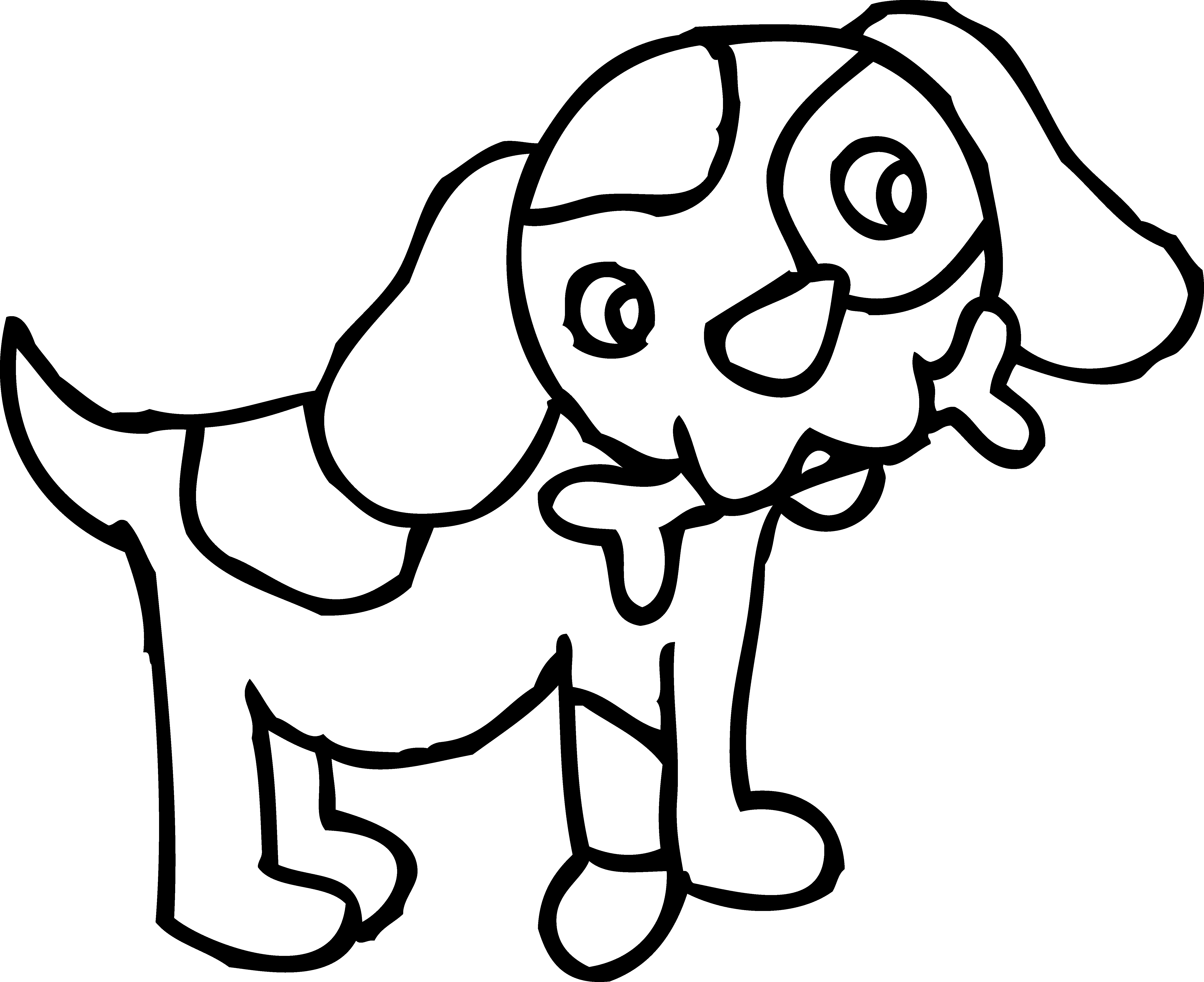 Coloring Page of Dog With Bone - Free Clip Art