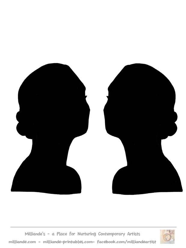 Female Face Silhouette Stencil,Face Silhouette Collection of 