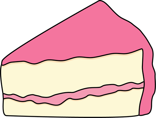 Slice of White Cake with Pink Icing Clip Art - Slice of White Cake 