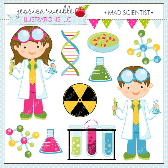 Mad Scientist Cute Digital Clipart for by JWIllustrations 