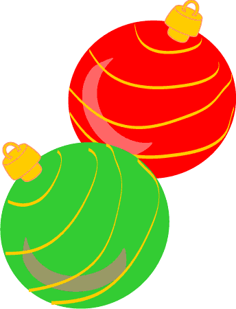 Christmas Tree Ornaments Clip Art, Red Green Ball Decorations 