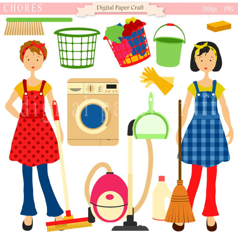 Clipart Housework Chores Clipart of by DigitalPaperCraft 