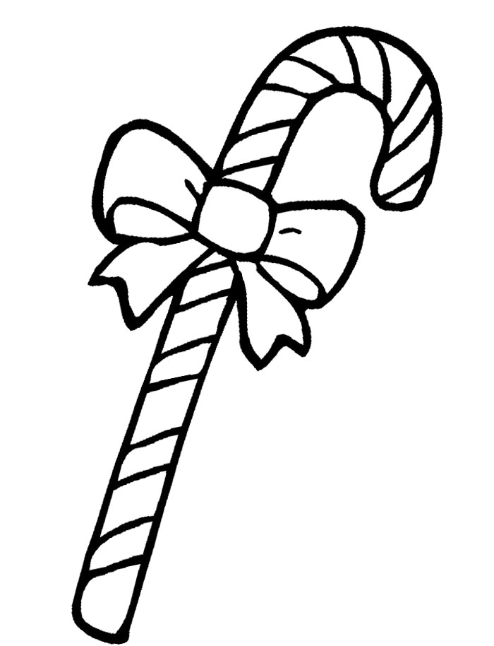 Christmas Coloring Pages : Candy Cane Decorated With Neat Ribbon 