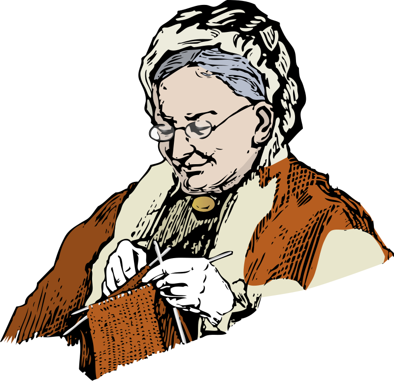 Grandmother Knitting Clipart