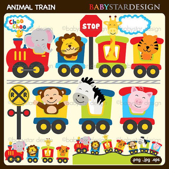 Animal Choo Choo Train Clipart