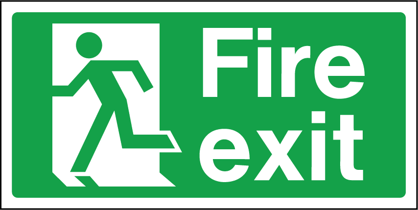 Fire exit up with fire pictograms Safety sign 