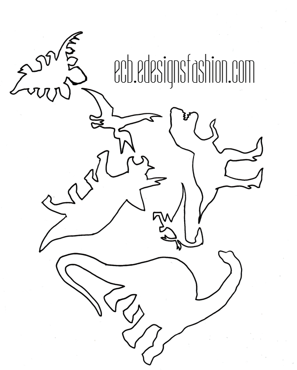 Stenciled Dinosaur Fabric (free stencil template) | Especially 