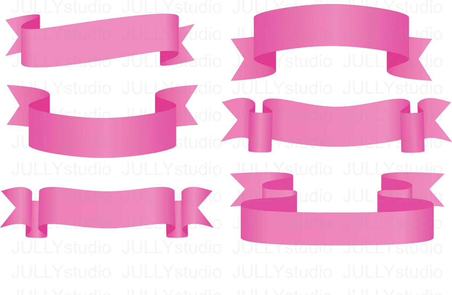 42-YS / Digital Clip Art Pink Ribbons green by JULLYstudio