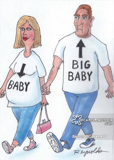 cartoon pregnant woman and husband - Clip Art Library