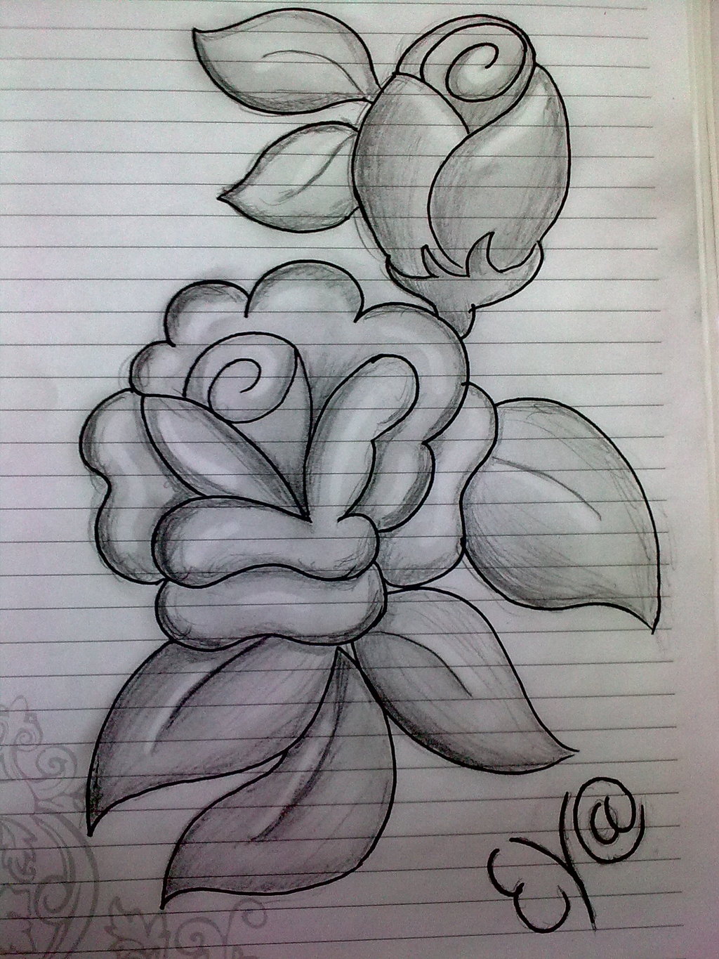 black and white pencil drawings of flowers