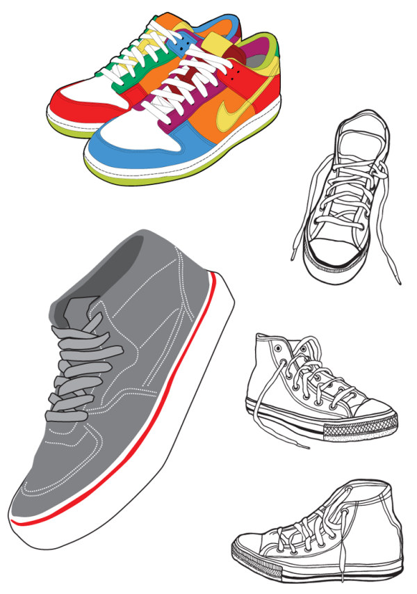 Sports shoes and canvas shoes vector material � Over millions 
