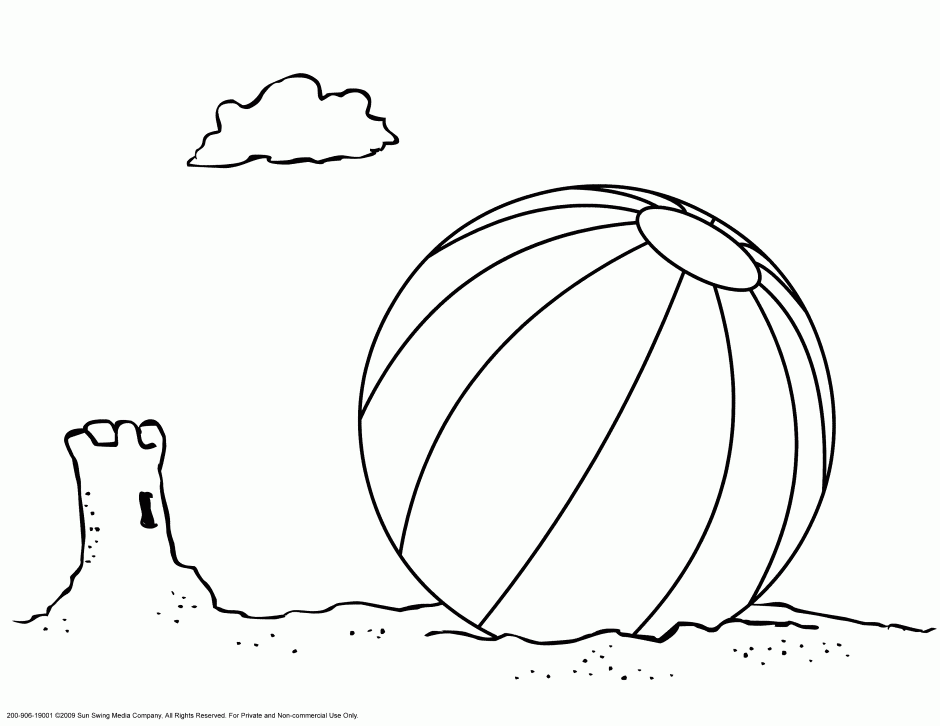 Beach Ball And Sand Castle Coloring Page Coloring Page Kids 