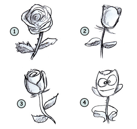 rose drawing study - Clip Art Library