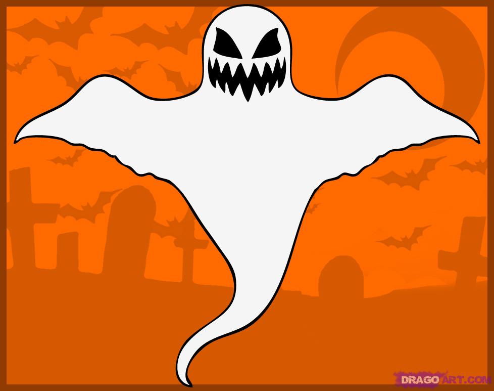How to Draw a Cartoon Ghost, Step by Step, Ghosts, Monsters, FREE 