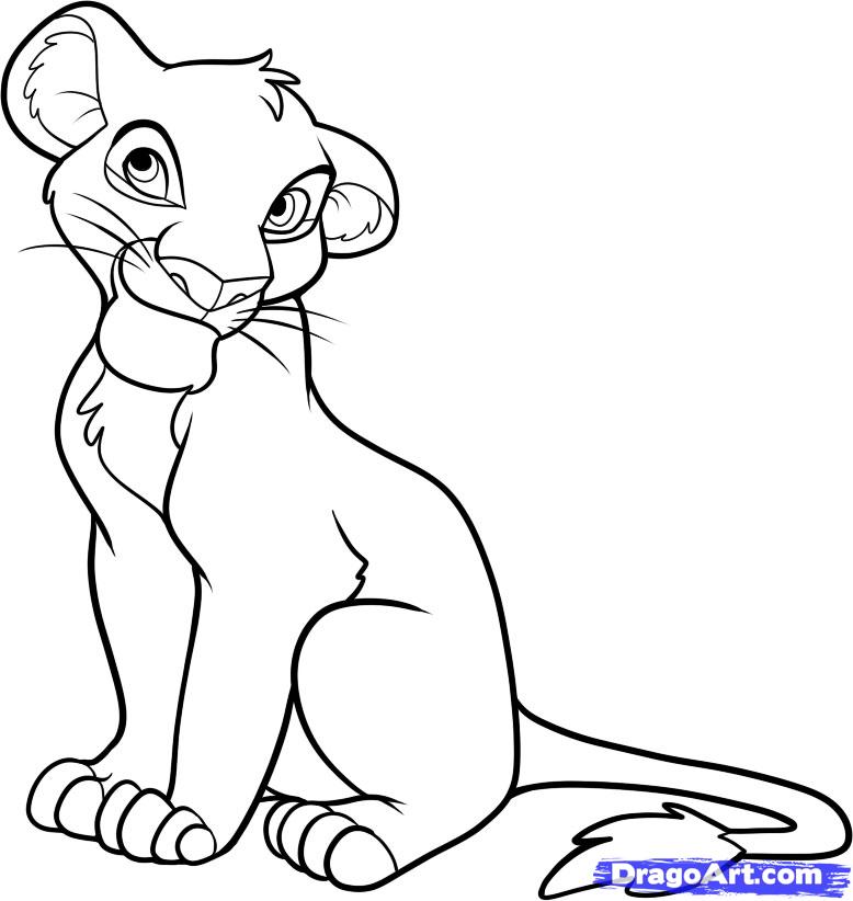 How to Draw Simba, Lion King, Step by Step, Disney Characters 