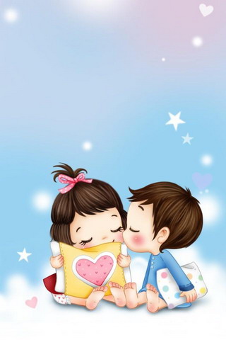 cute cartoon couple in love