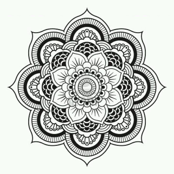 Mandala flower | black and white | Clipart library