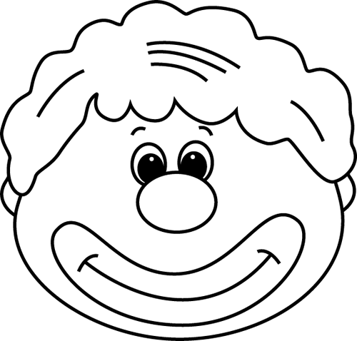 Black and White Clown Face Clip Art - Black and White Clown Face Image