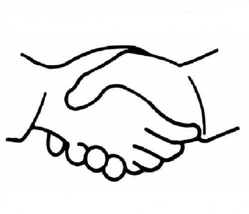 coloring page of shaking hands between two people - Coloring Point