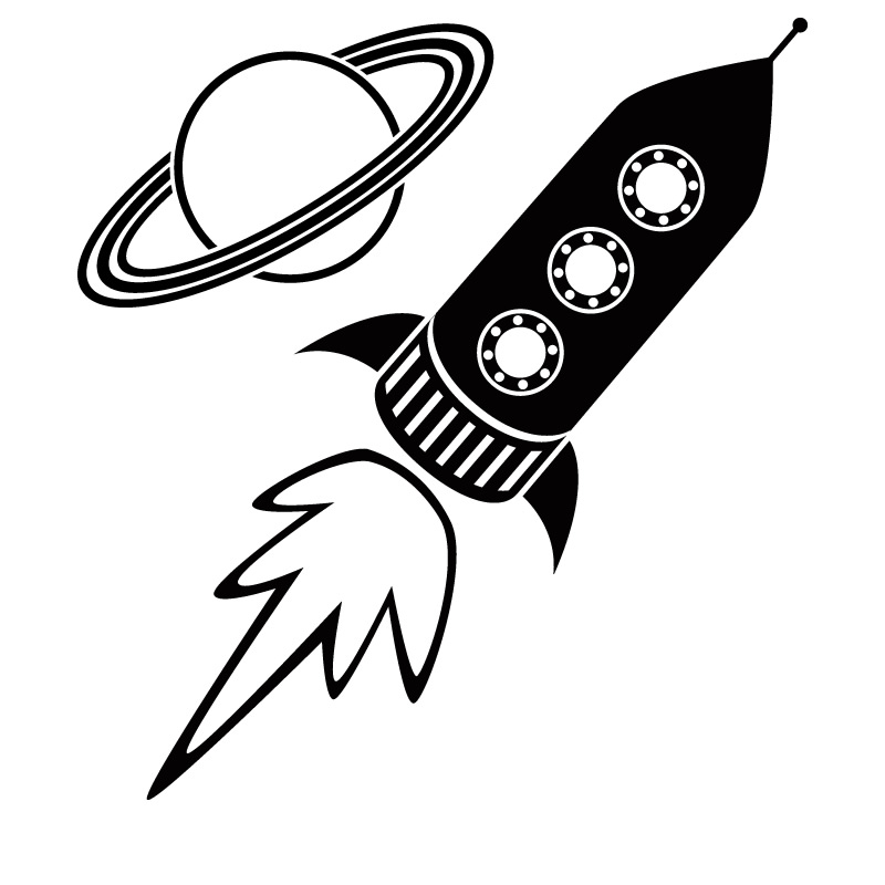 Rocket Space Ship And Planet Wall Sticker - World of Wall Stickers